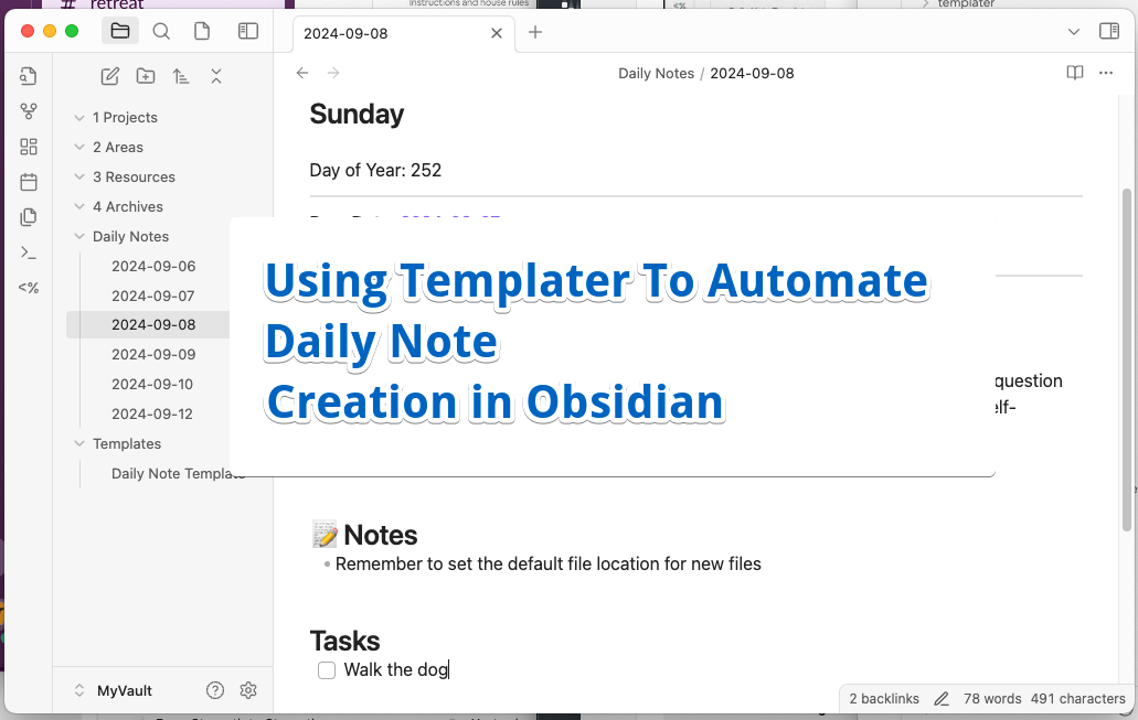 Automating Daily Notes in Obsidian with Templater