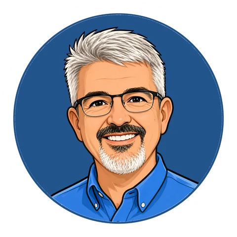 Illustrated portrait of Scott Novis, smiling